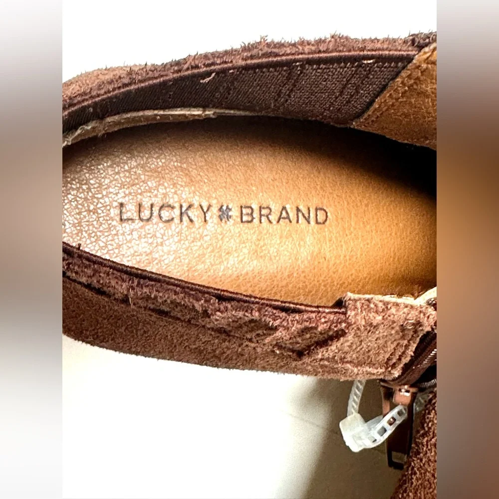 Lucky Brand Zorla Leather Wedged Zip Ankle Booties size 8/39 NWT - Picture 11 of 13